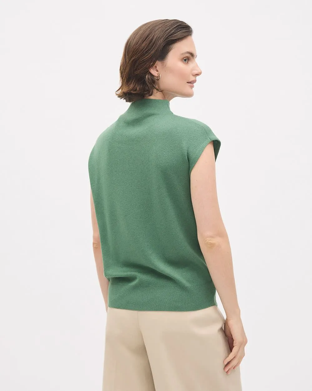 Sleeveless Mock-Neck Sweater with Buttons at Shoulder sold by RW&CO. product image thumbnail 3