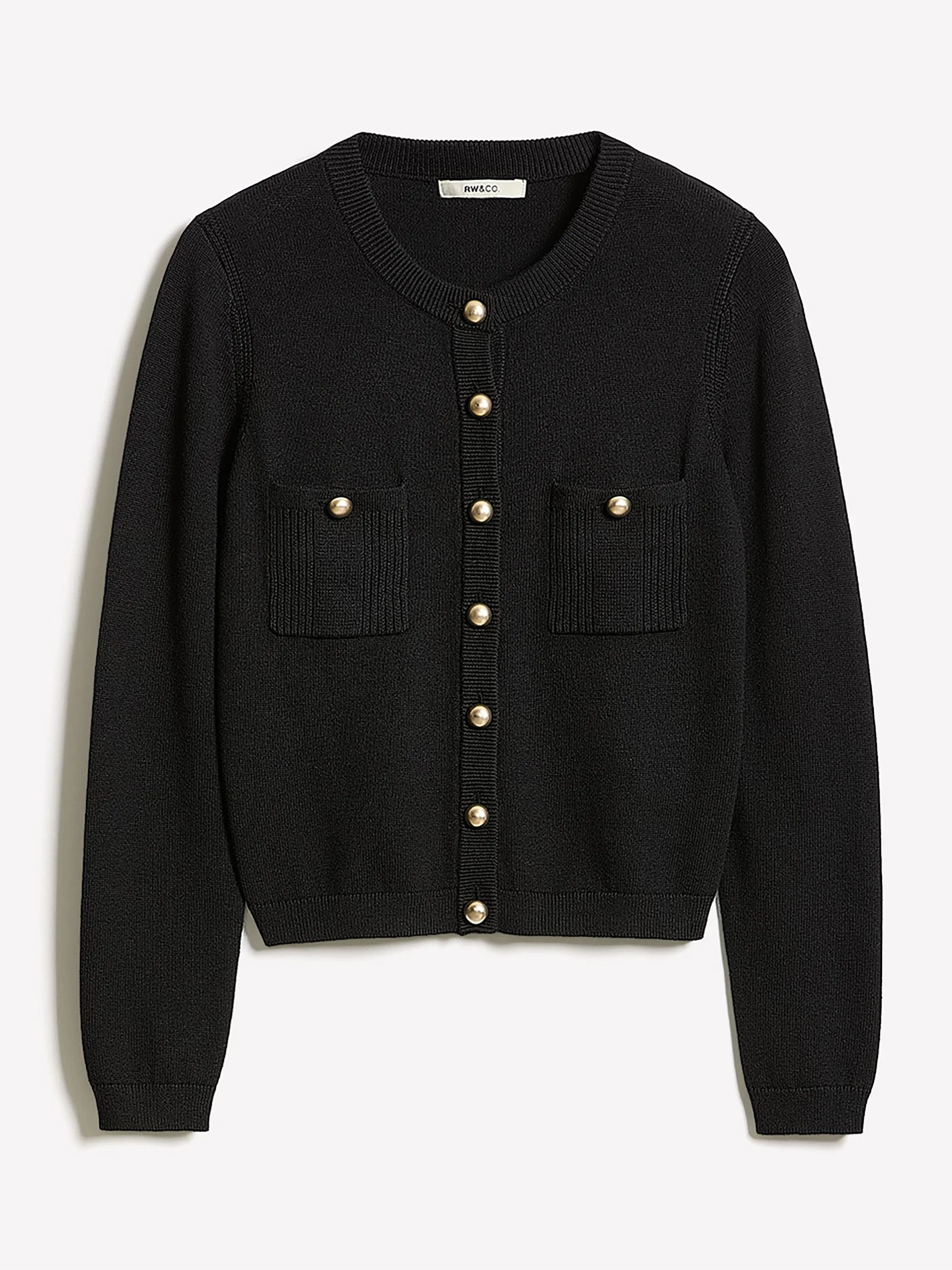 Long-Sleeve Short Cardigan with Chest Pockets sold by RW&CO. product image thumbnail 4