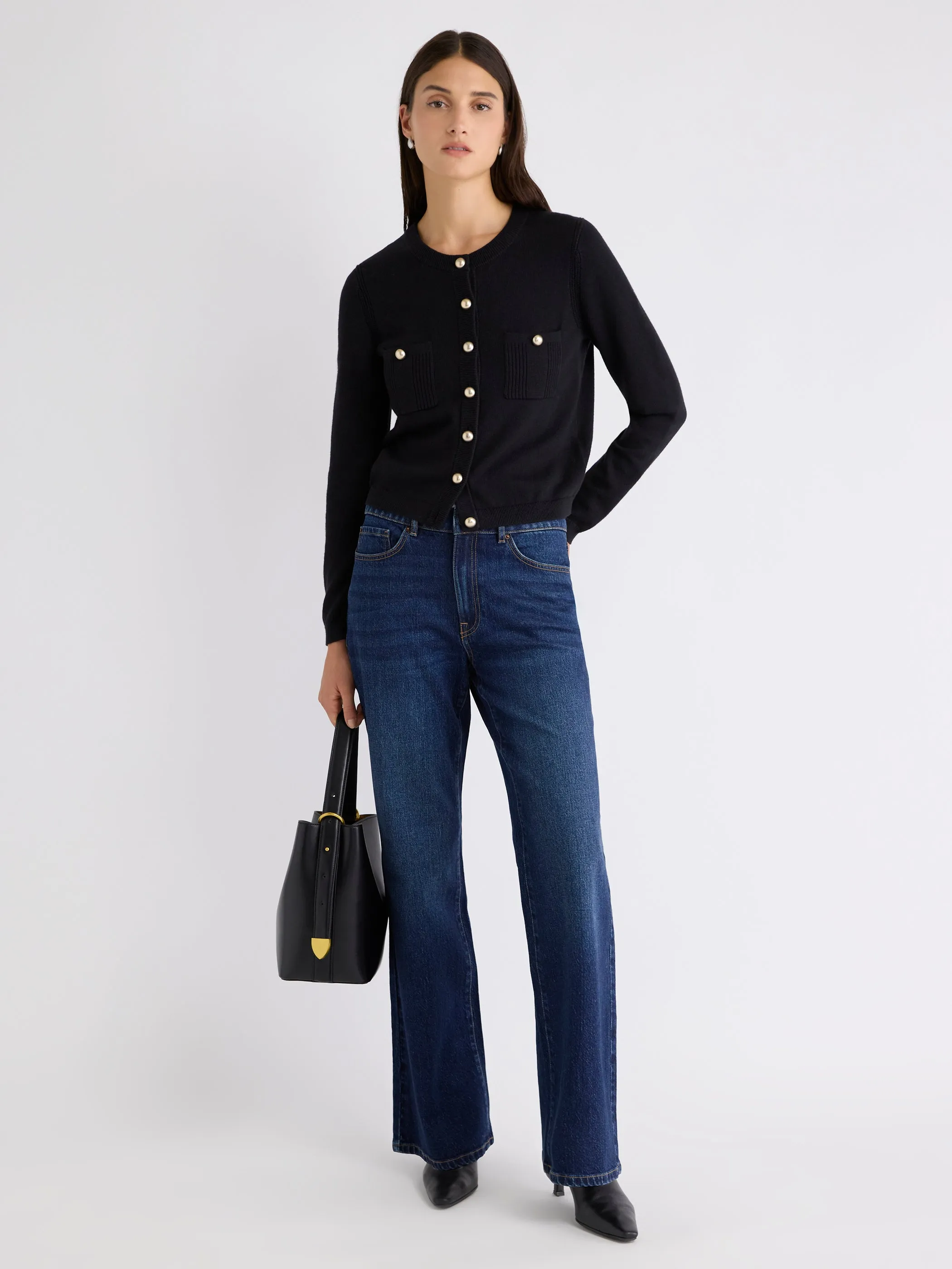 Long-Sleeve Short Cardigan with Chest Pockets sold by RW&CO. product image thumbnail 2