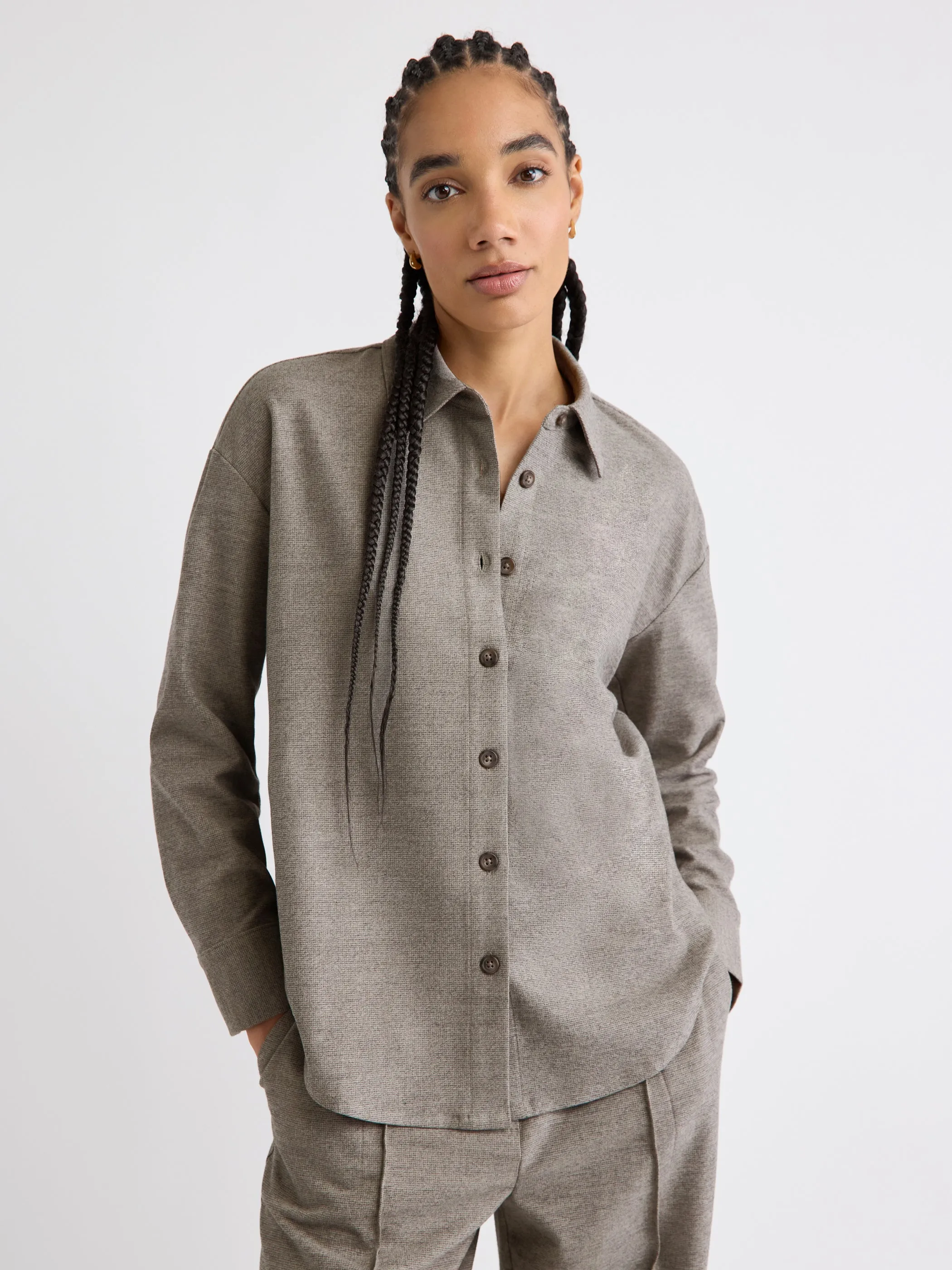 Long-Sleeve Buttoned-Down Blouse sold by RW&CO.