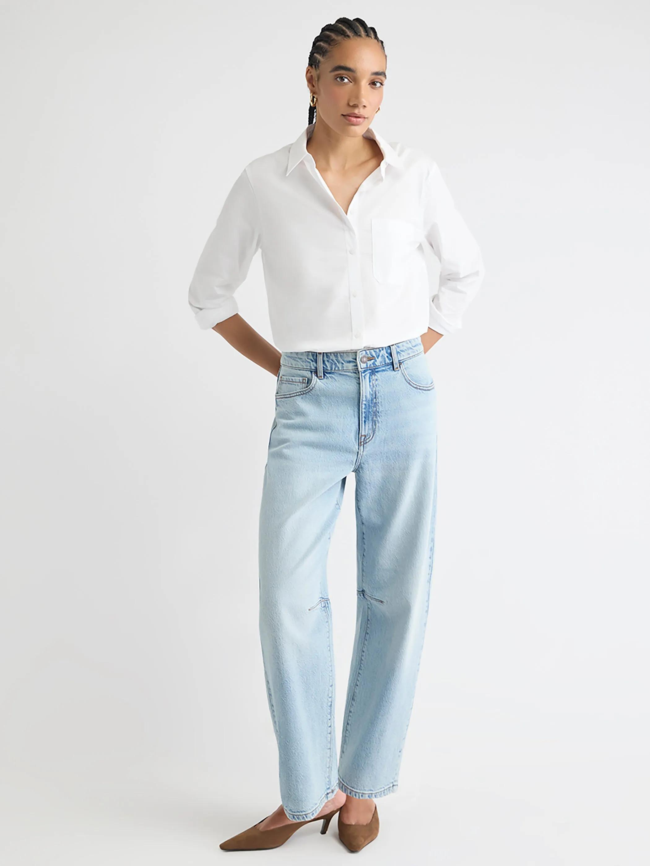 Long-Sleeve Buttoned-Down Poplin Blouse sold by RW&CO. product image thumbnail 2