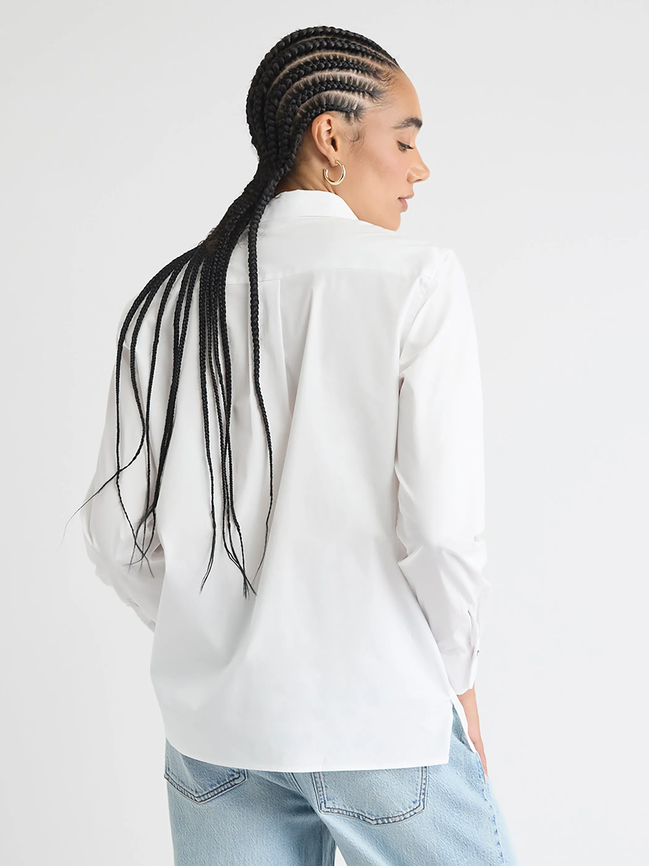 Long-Sleeve Buttoned-Down Poplin Blouse sold by RW&CO. product image thumbnail 3