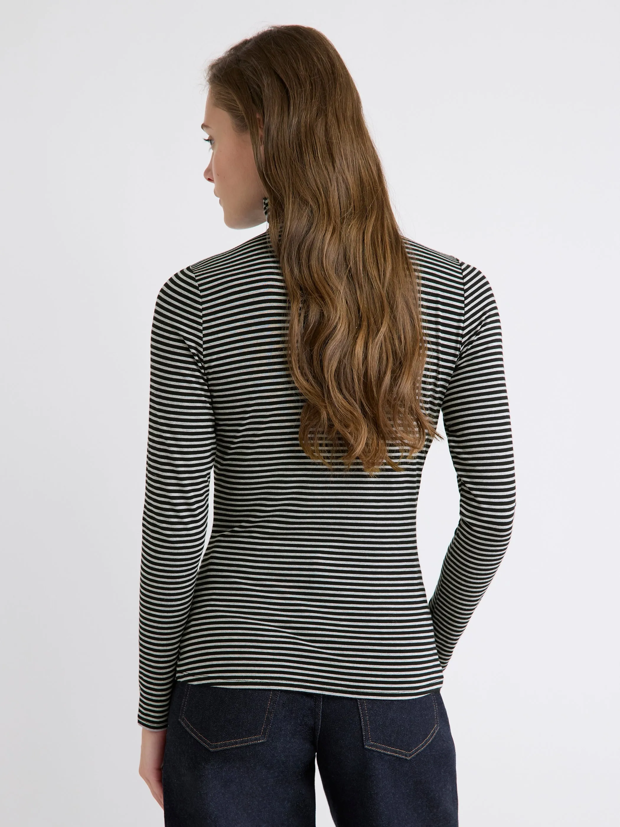 Fitted Long-Sleeve Mock-Neck Tee sold by RW&CO. product image thumbnail 3