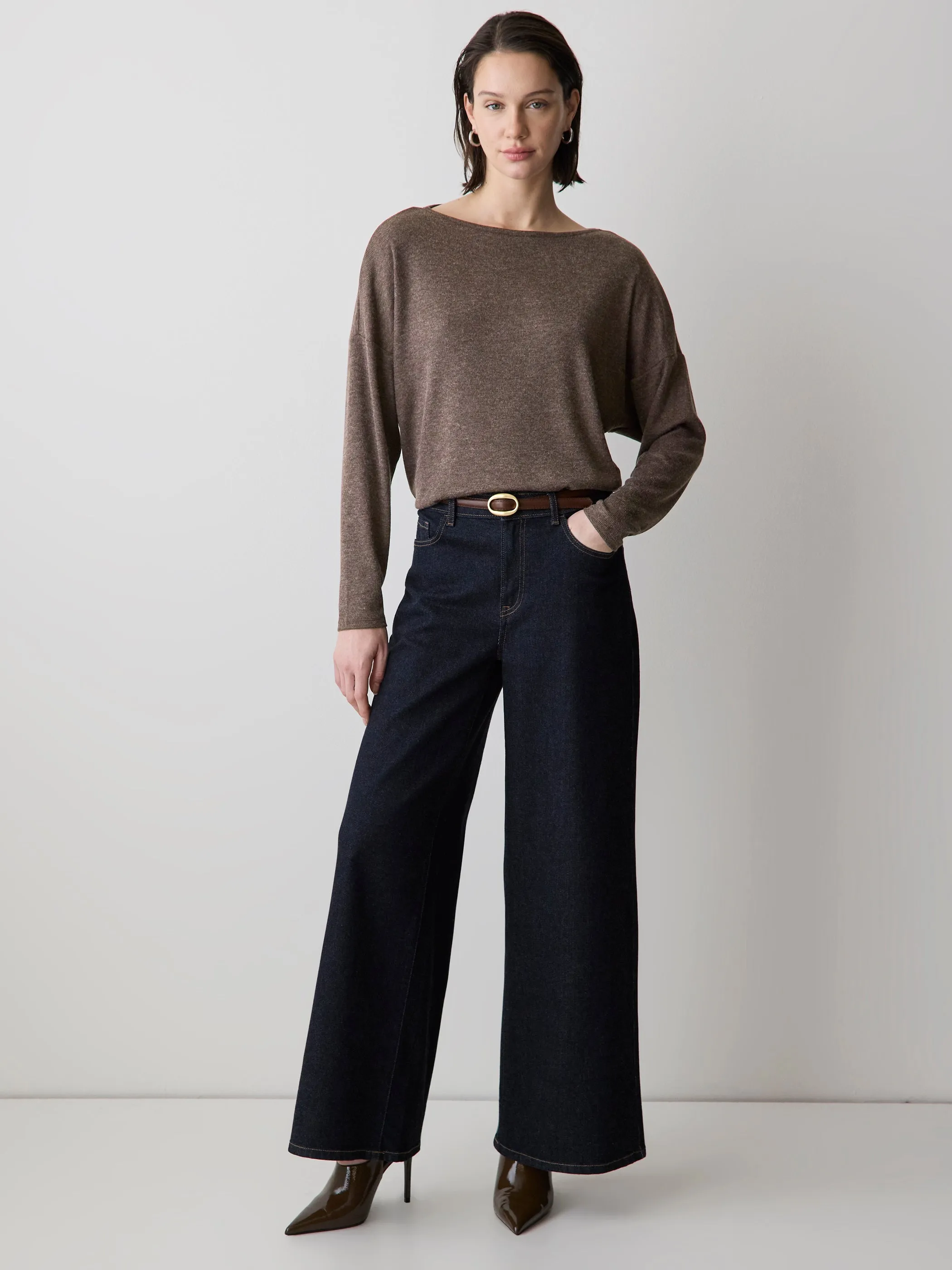 Long-Sleeve Crew-Neck Ribbed Top sold by RW&CO. product image thumbnail 2