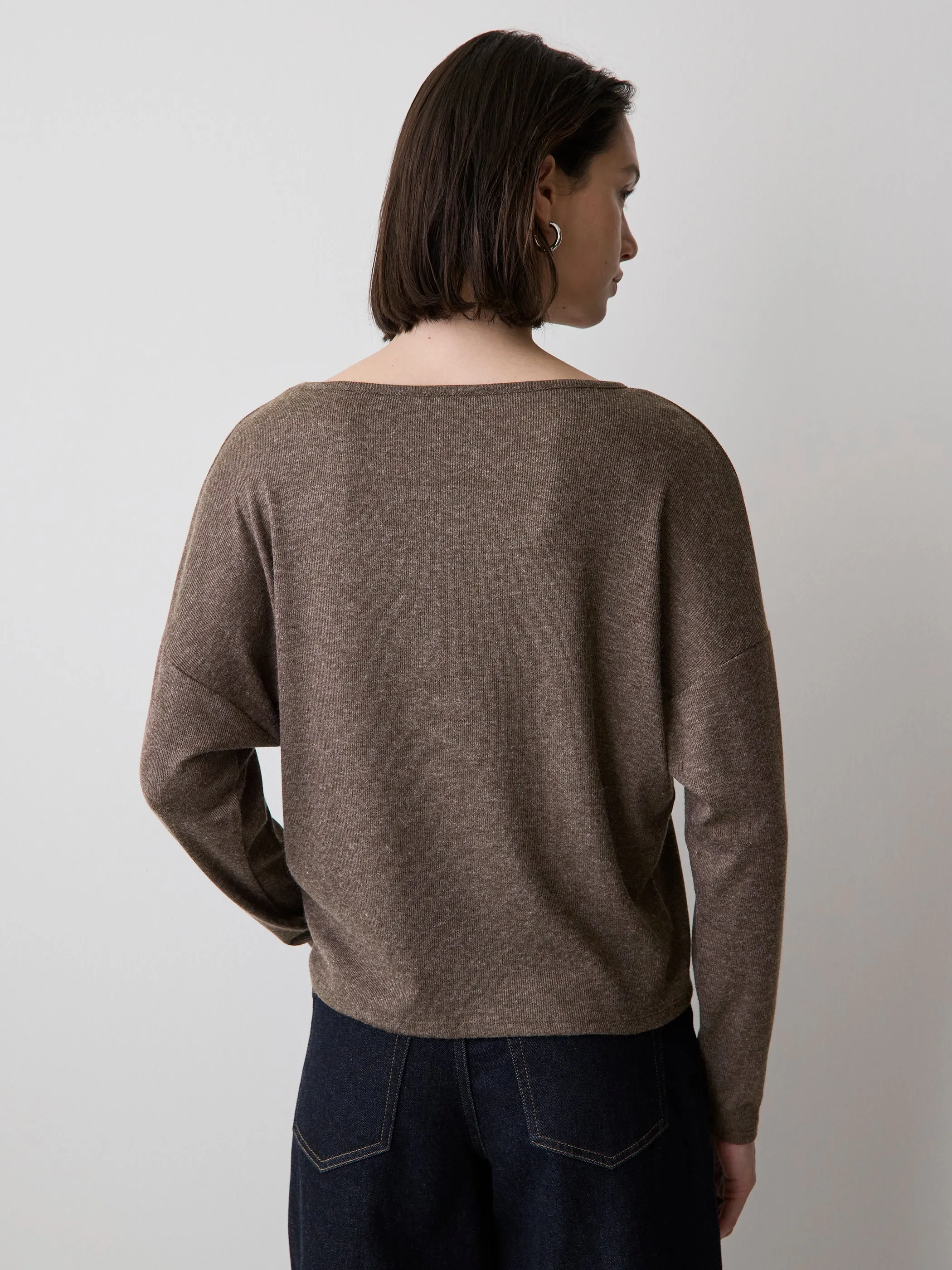 Long-Sleeve Crew-Neck Ribbed Top sold by RW&CO. product image thumbnail 3