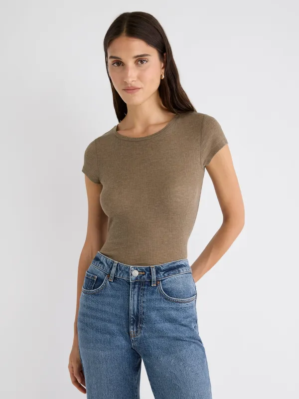 Wool-Blend Crew-Neck Short-Sleeve Top sold by RW&CO.