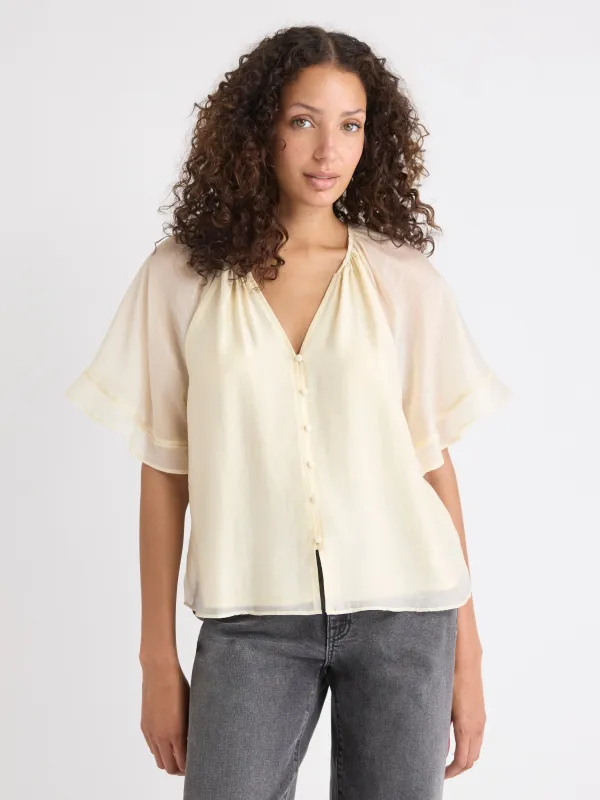 V-Neck Blouse with Short Flutter Sleeves sold by RW&CO.