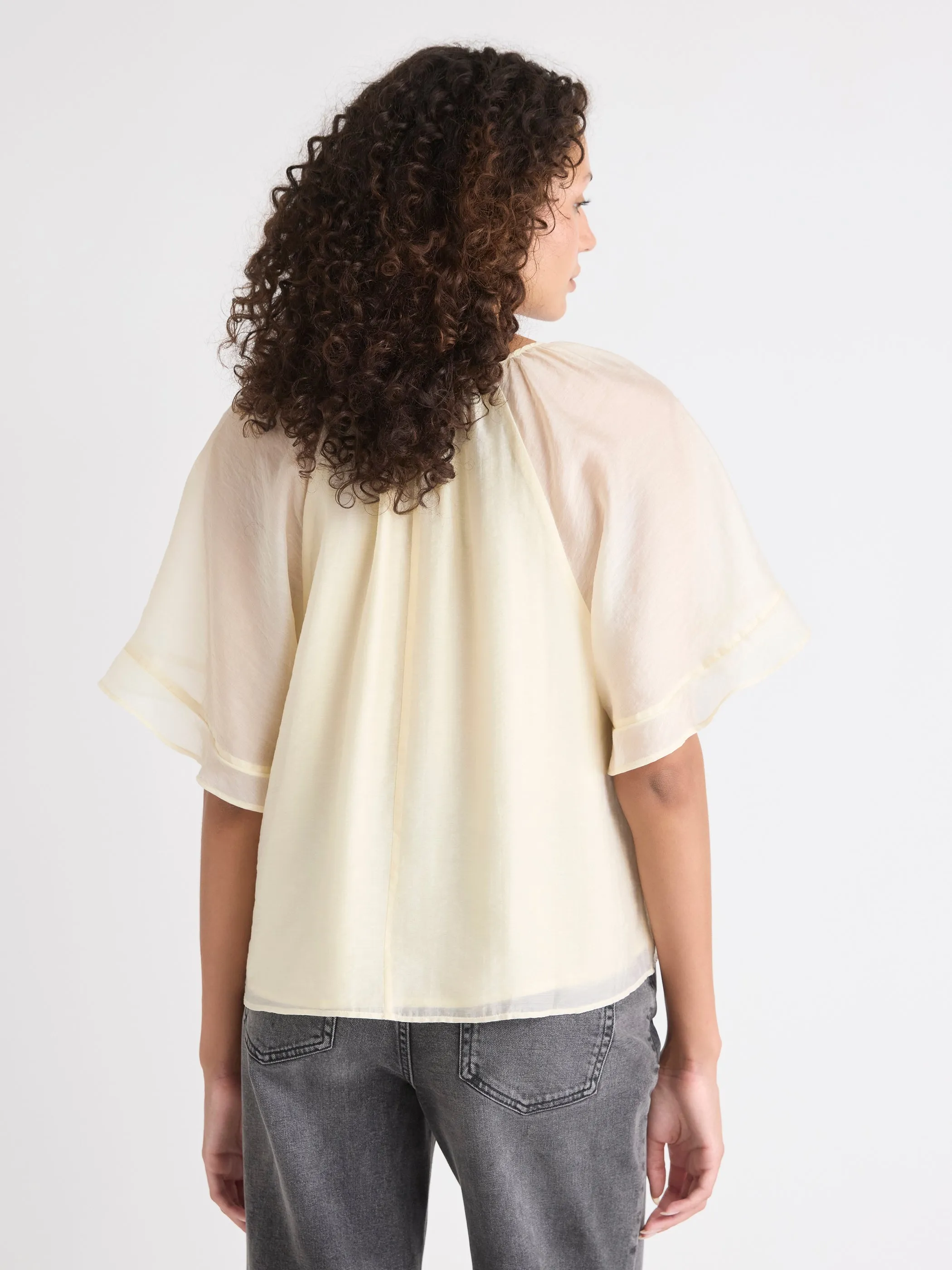 V-Neck Blouse with Short Flutter Sleeves sold by RW&CO. product image thumbnail 3