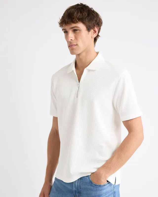 Short-Sleeve Ribbed Half-Zip Polo sold by RW&CO.
