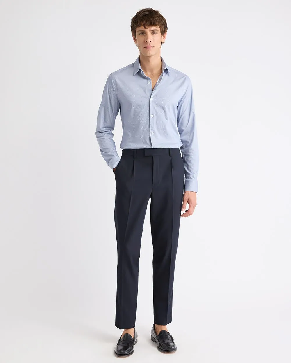 Slim-Fit Interlock-Cotton Dress Shirt sold by RW&CO. product image thumbnail 2