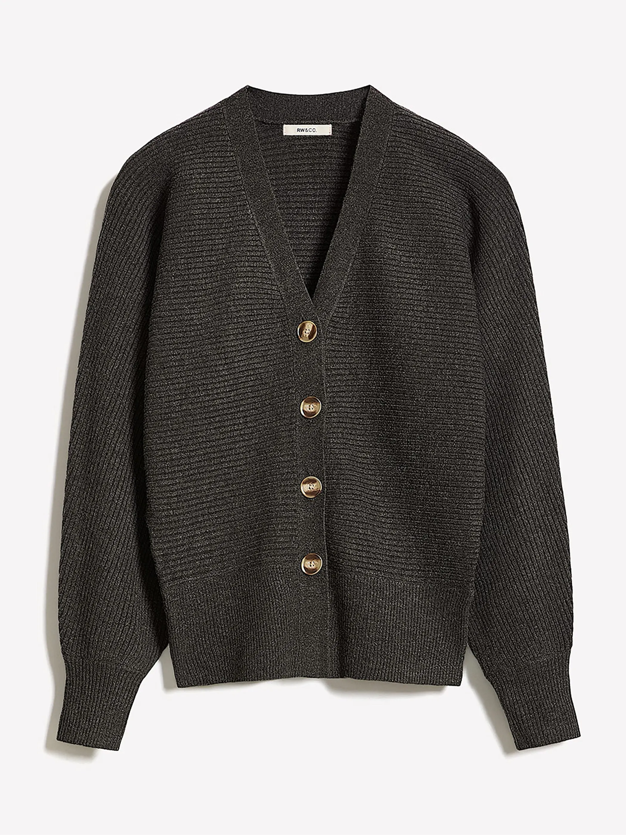 Long-Dolman-Sleeve V-Neck Ribbed Cardigan sold by RW&CO. product image thumbnail 4