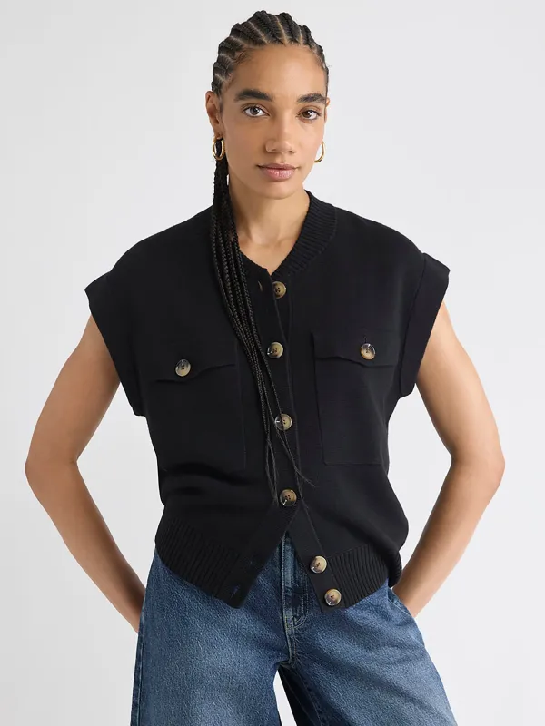 Sleeveless Bomber Cardigan sold by RW&CO.