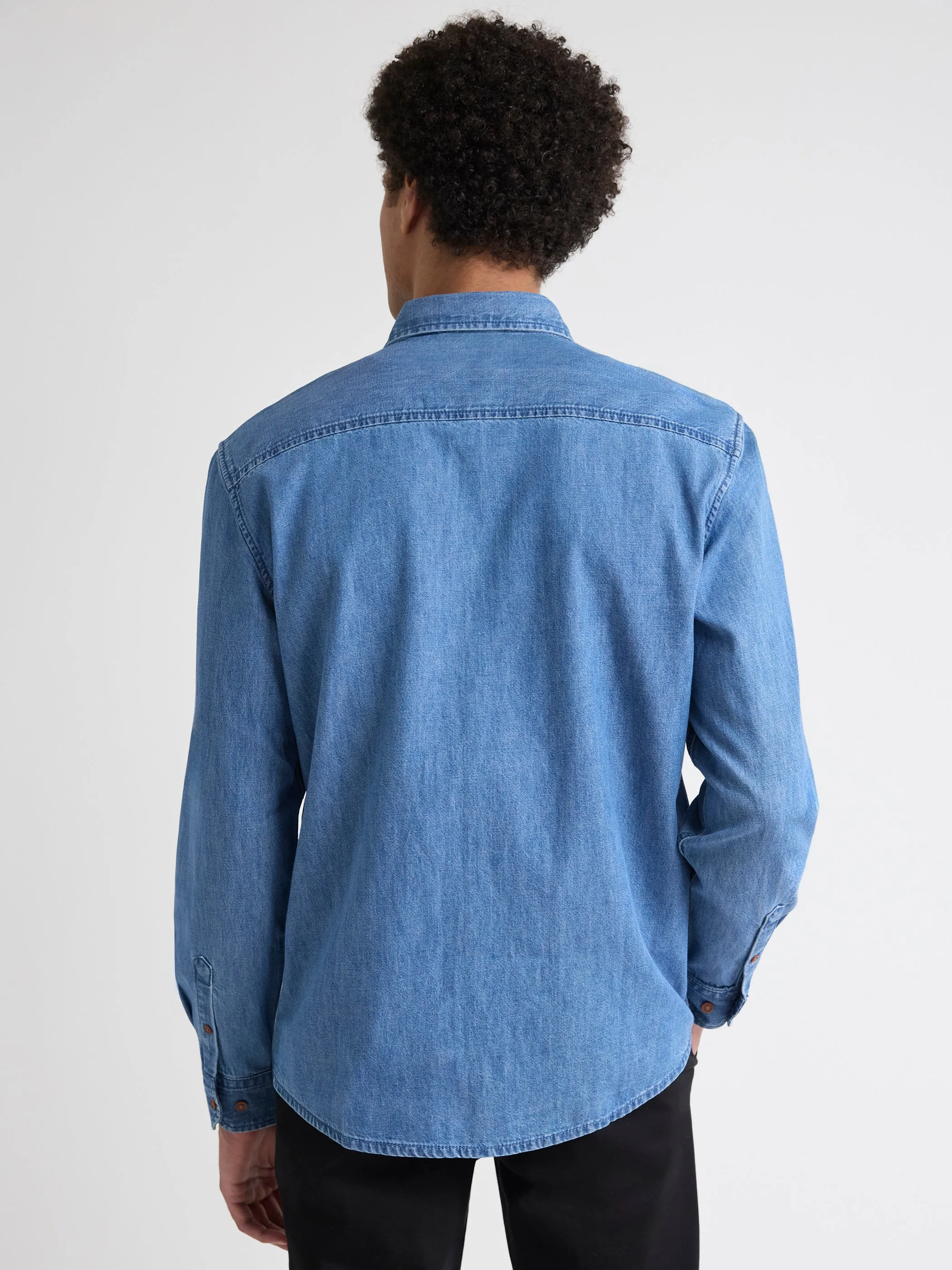 Long-Sleeve Denim Shirt with Chest Pocket sold by RW&CO. product image thumbnail 3