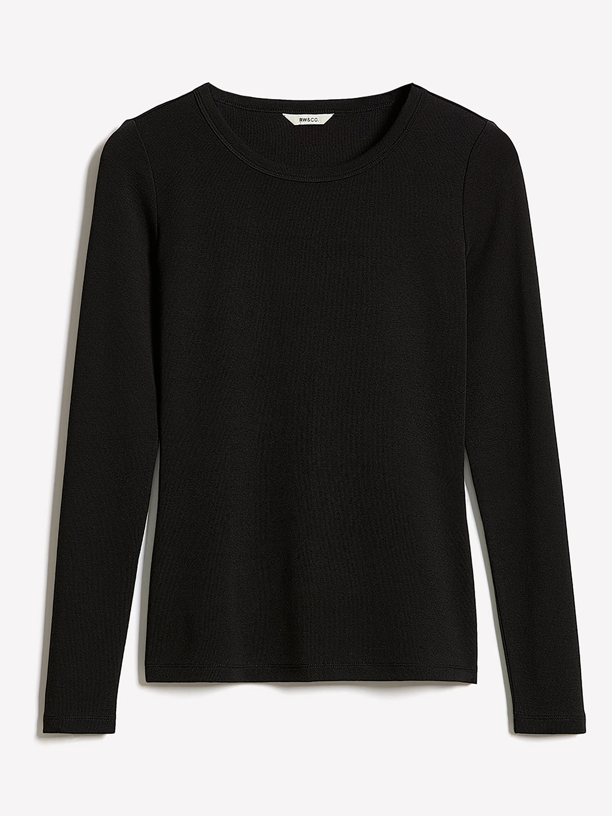 Luxe Knit Long-Sleeve Crew-Neck Fitted Ribbed Tee sold by RW&CO. product image thumbnail 4