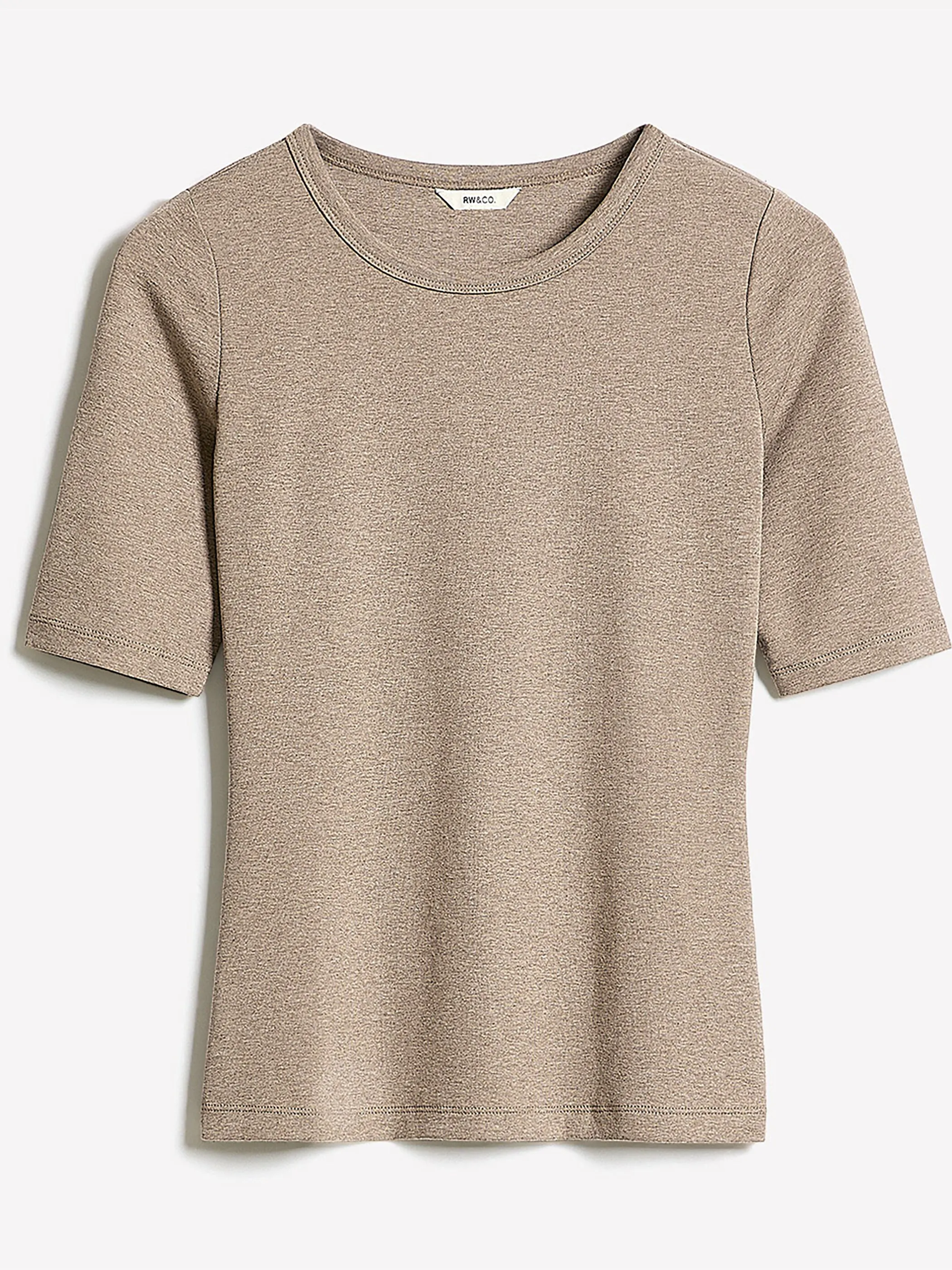 Elbow-Sleeve Crew-Neck Fitted Tee sold by RW&CO. product image thumbnail 4