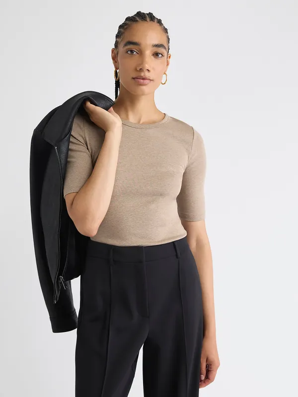 Elbow-Sleeve Crew-Neck Fitted Tee sold by RW&CO.