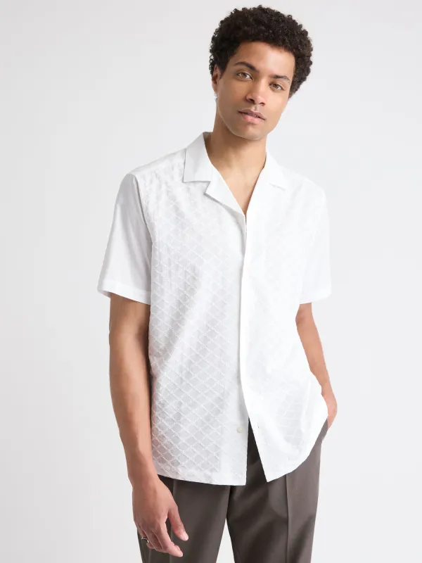Short-Sleeve Camp-Collar Shirt with Embroidered Details sold by RW&CO.