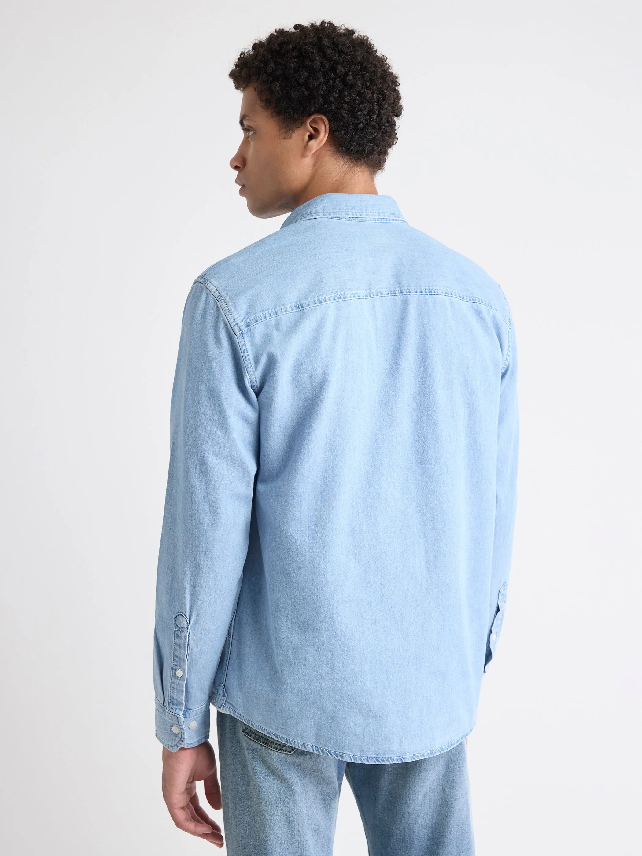 Long-Sleeve Denim Shirt with Chest Pocket sold by RW&CO. product image thumbnail 3