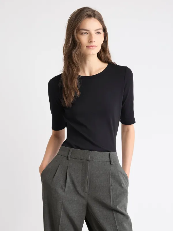 Elbow-Sleeve Crew-Neck Fitted Tee sold by RW&CO.