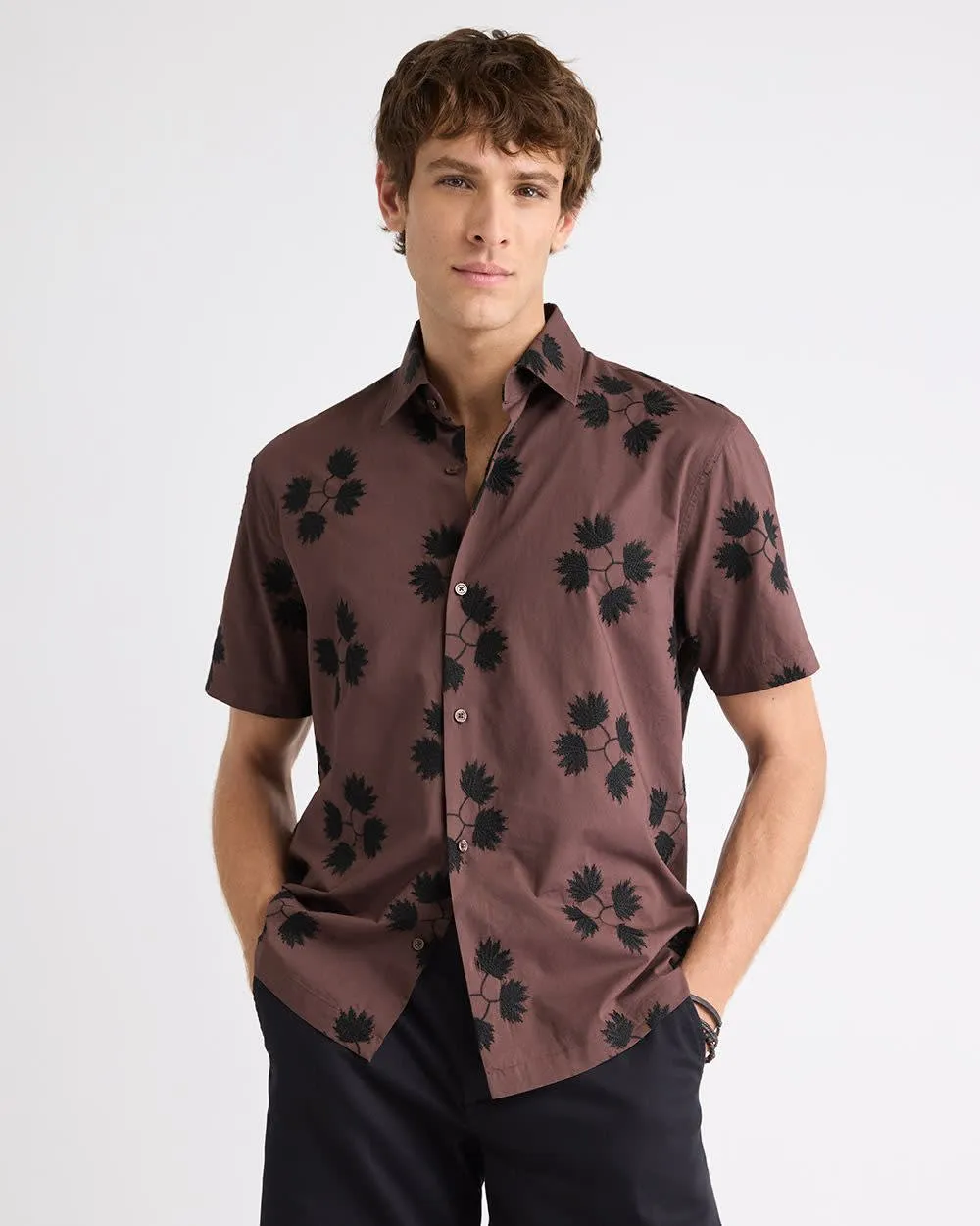 Short-Sleeve Shirt with Embroidered Details sold by RW&CO.