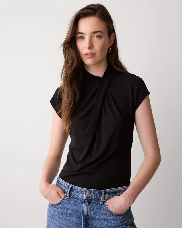 Extended-Sleeve Top with Crossover Draped Mock Neckline sold by RW&CO.