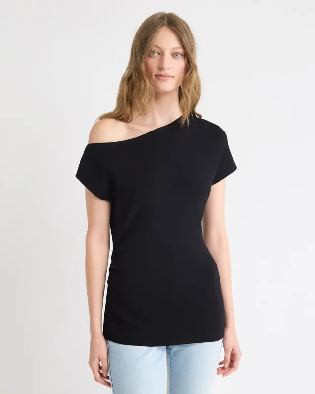 Long Asymmetrical Draped Sweater sold by RW&CO.