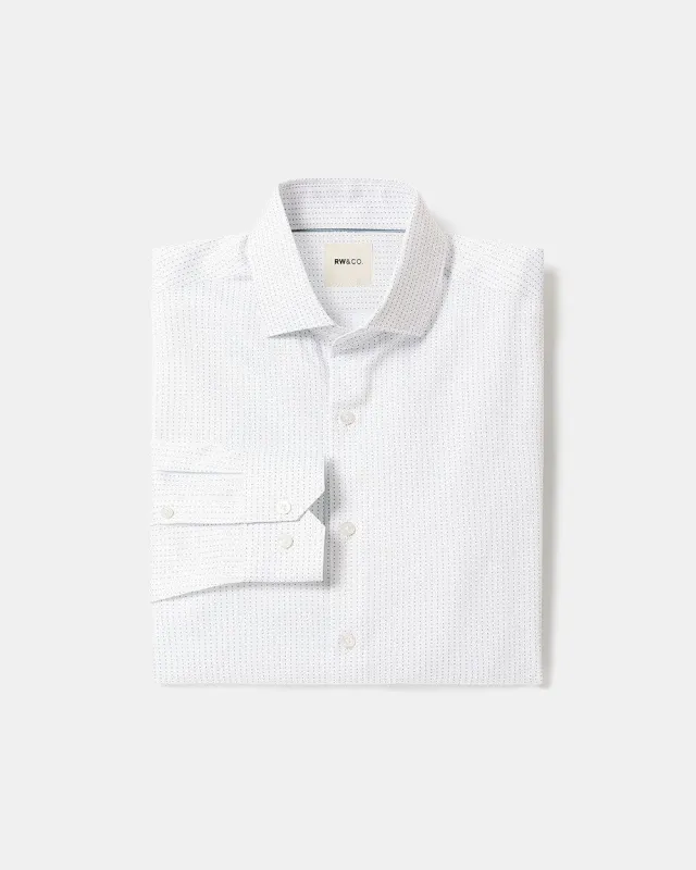 White Slim-Fit Dress Shirt with Micro Dots sold by RW&CO.