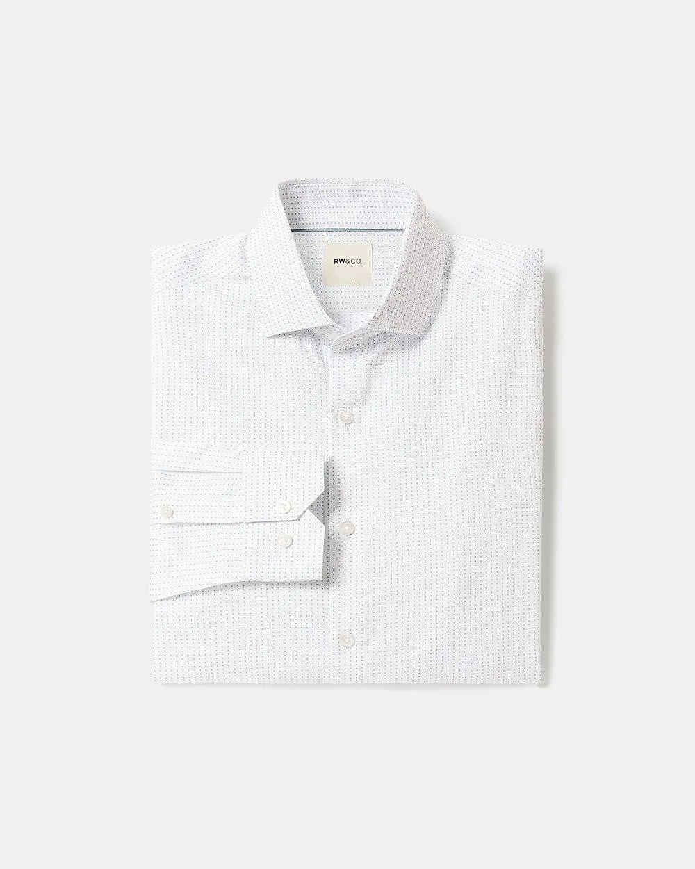 White Slim-Fit Dress Shirt with Micro Dots sold by RW&CO.