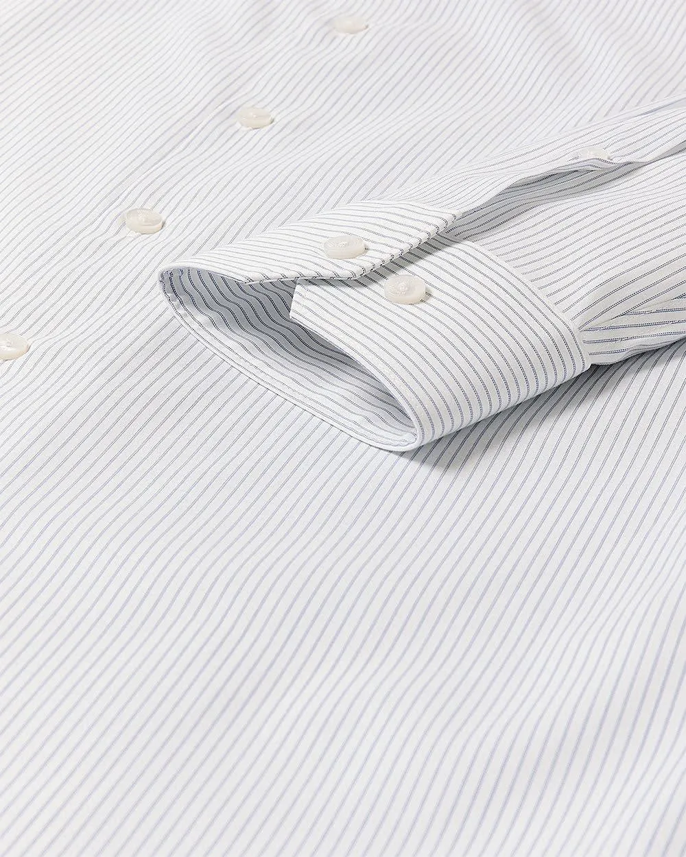 White Tailored-Fit Dress Shirt with Blue Stripes sold by RW&CO. product image thumbnail 5