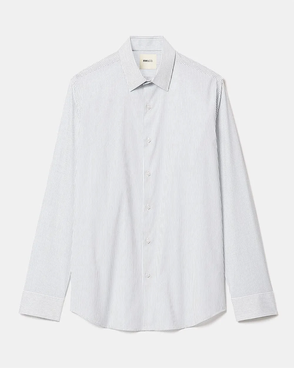 White Tailored-Fit Dress Shirt with Blue Stripes sold by RW&CO. product image thumbnail 2