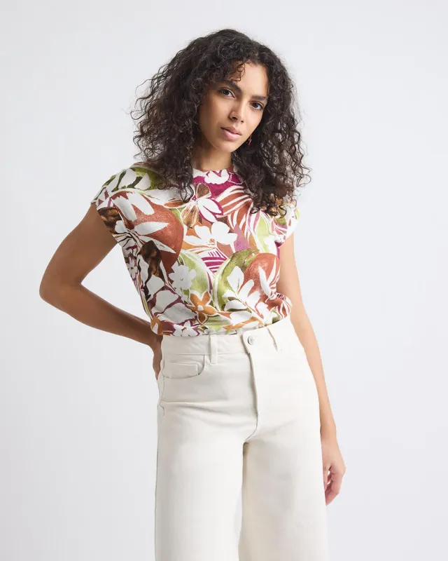 Extended-Sleeve Crew-Neck Linen-Blend Top sold by RW&CO.