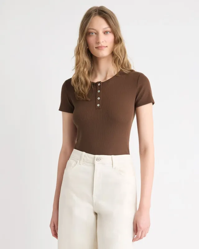Short-Sleeve Ribbed Henley Top sold by RW&CO.