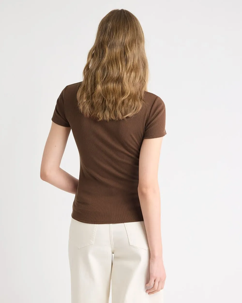 Short-Sleeve Ribbed Henley Top sold by RW&CO. product image thumbnail 3