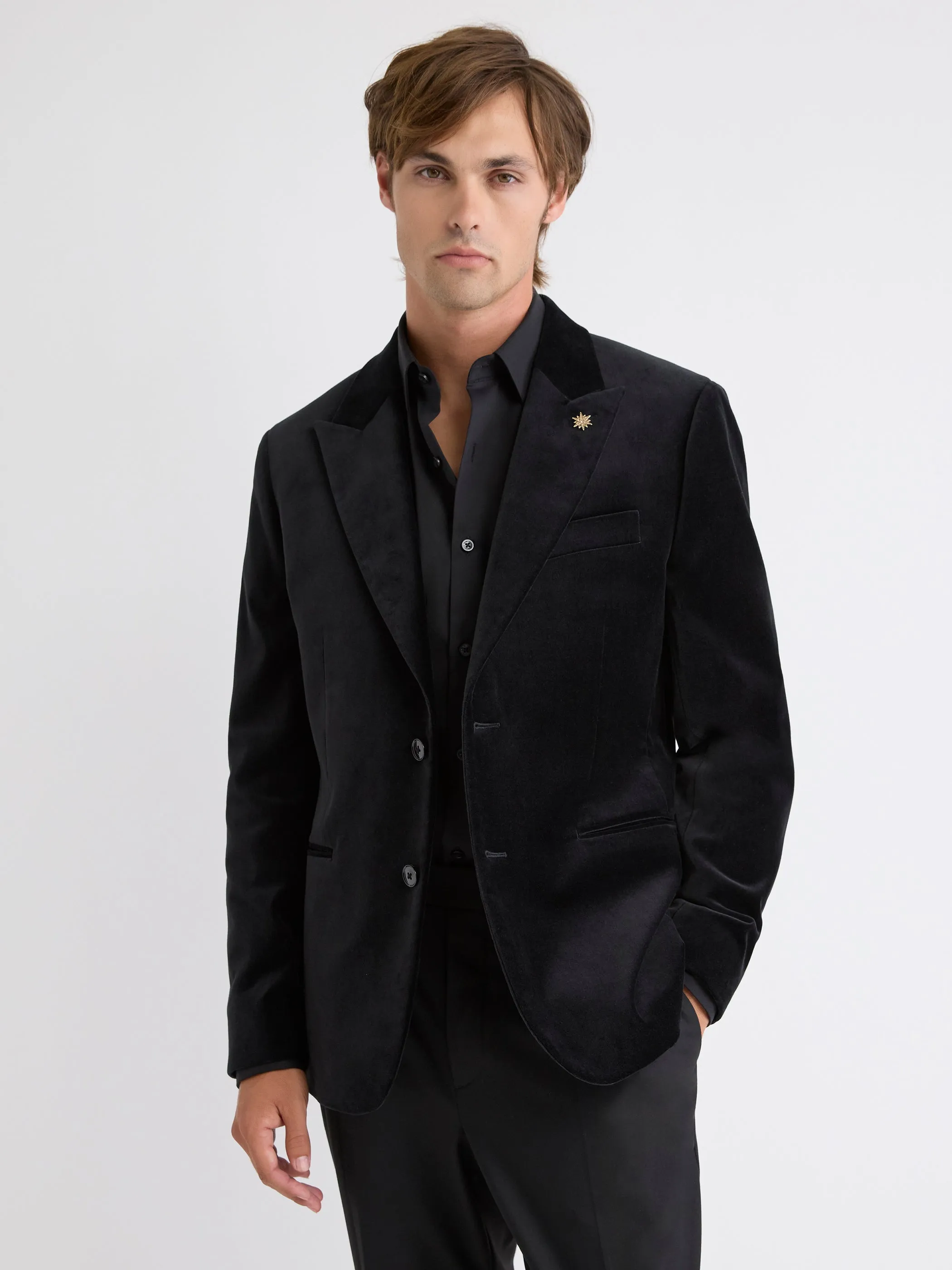 Tailored Fit Velvet Suit Blazer sold by RW&CO. product image thumbnail 2