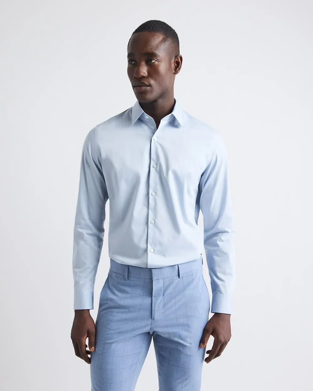 Slim-Fit Denim-Like Dress Shirt sold by RW&CO. product image thumbnail 4