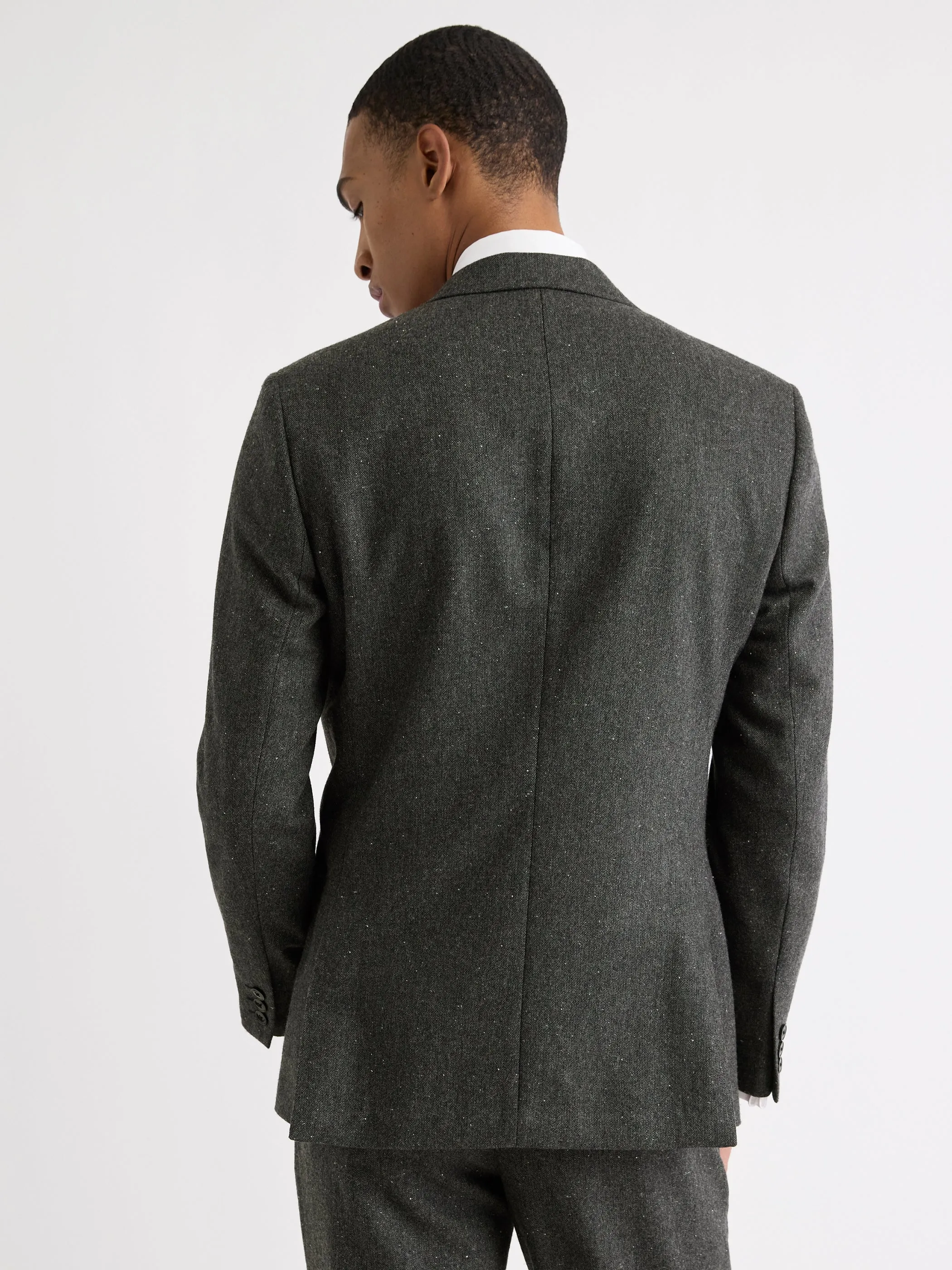 Tailored-Fit Double-Breasted Tweed Suit Blazer sold by RW&CO. product image thumbnail 3