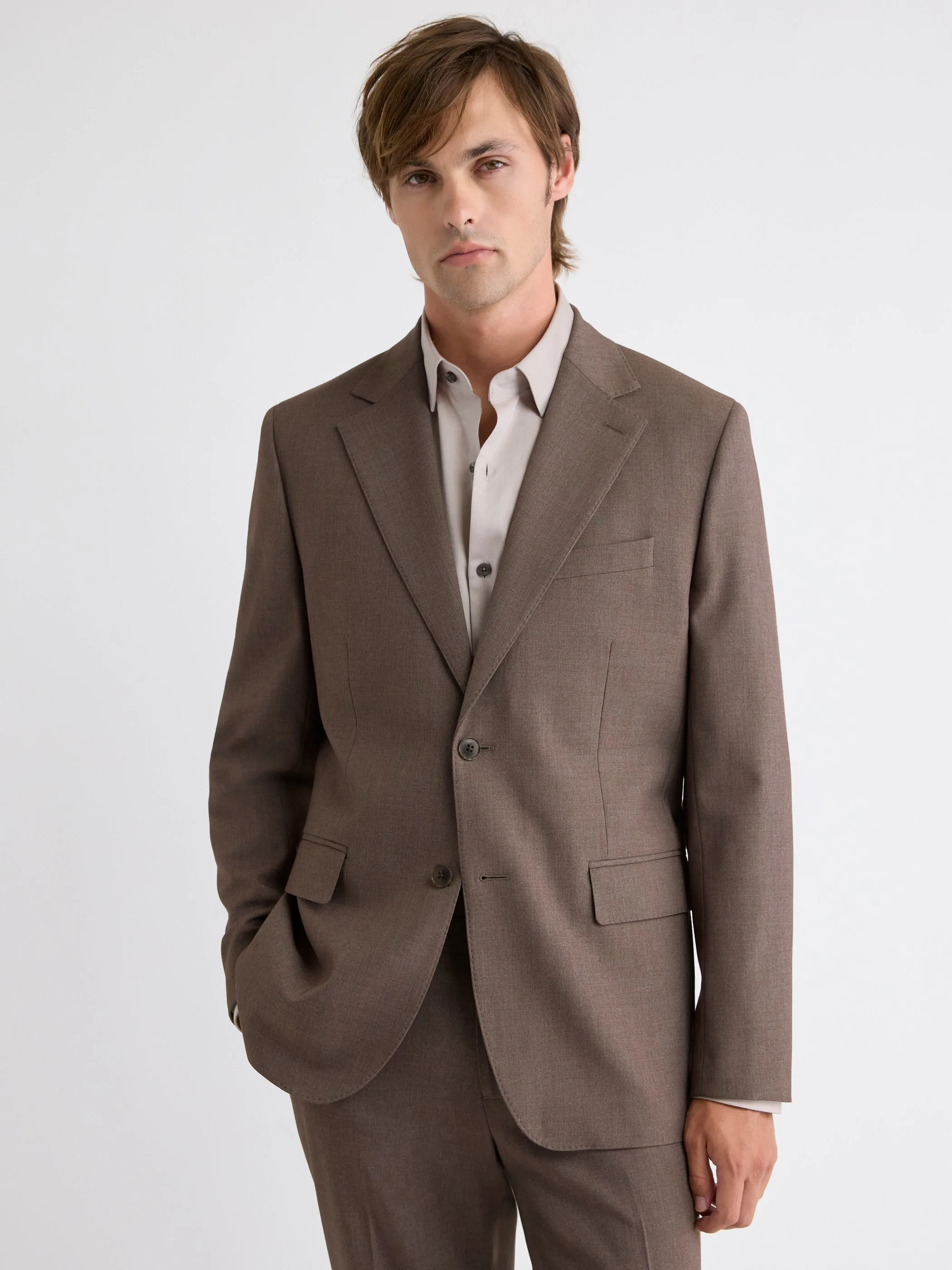 Tailored-Fit Taupe Suit Blazer sold by RW&CO. product image thumbnail 2