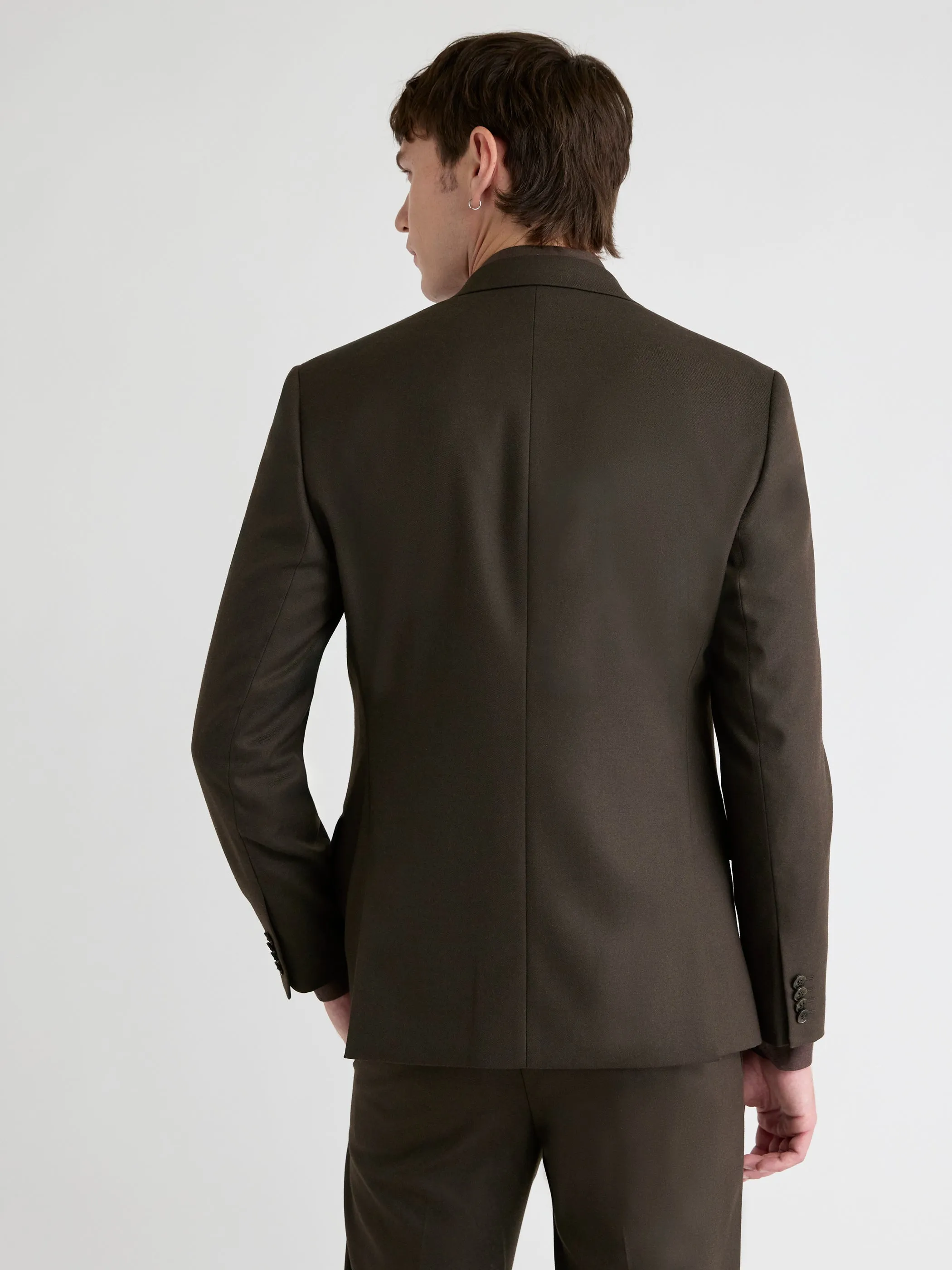 Slim-Fit Dark Brown Brushed Twill Blazer sold by RW&CO. product image thumbnail 3
