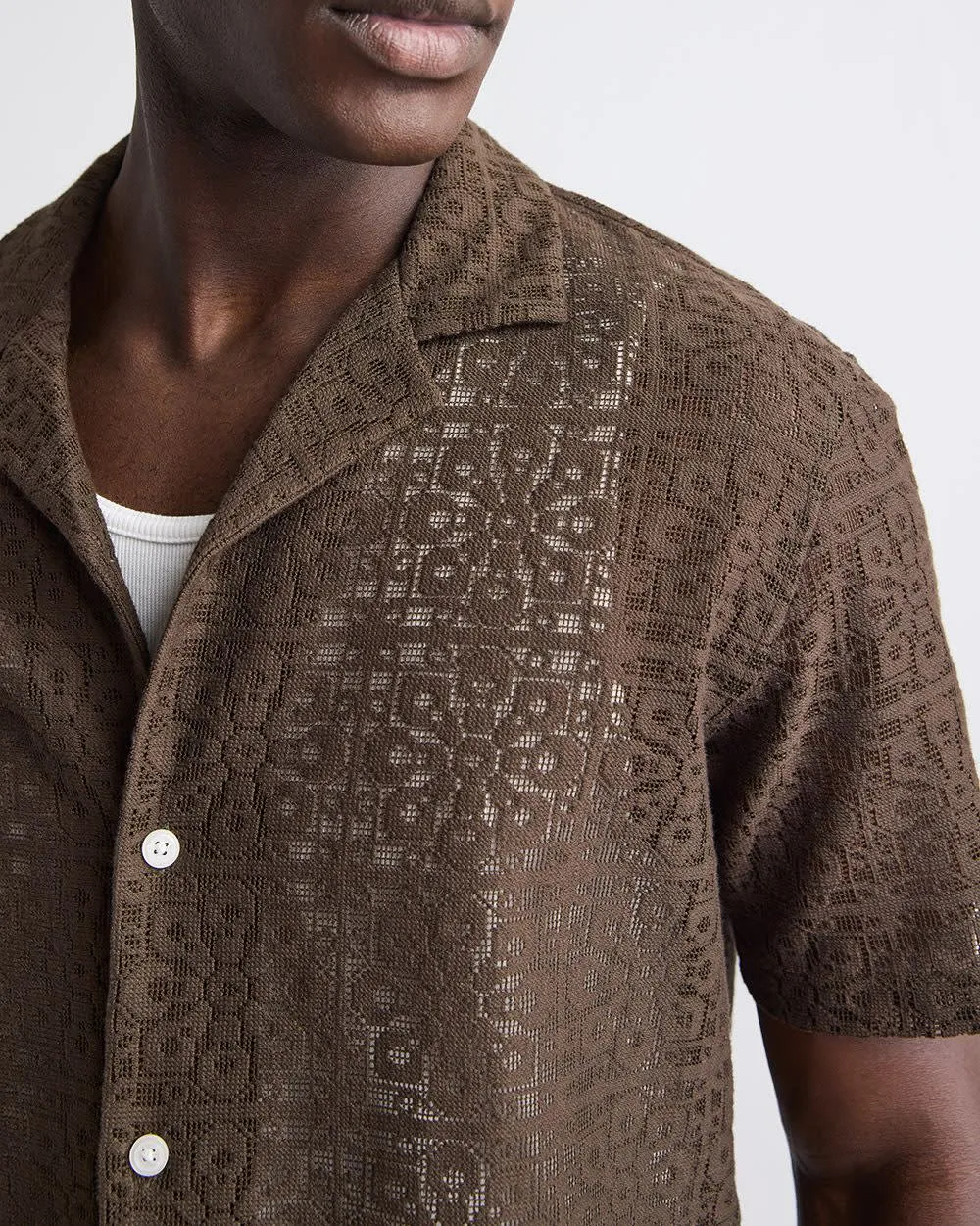 Short-Sleeve Lace Shirt with Camp Collar sold by RW&CO. product image thumbnail 5