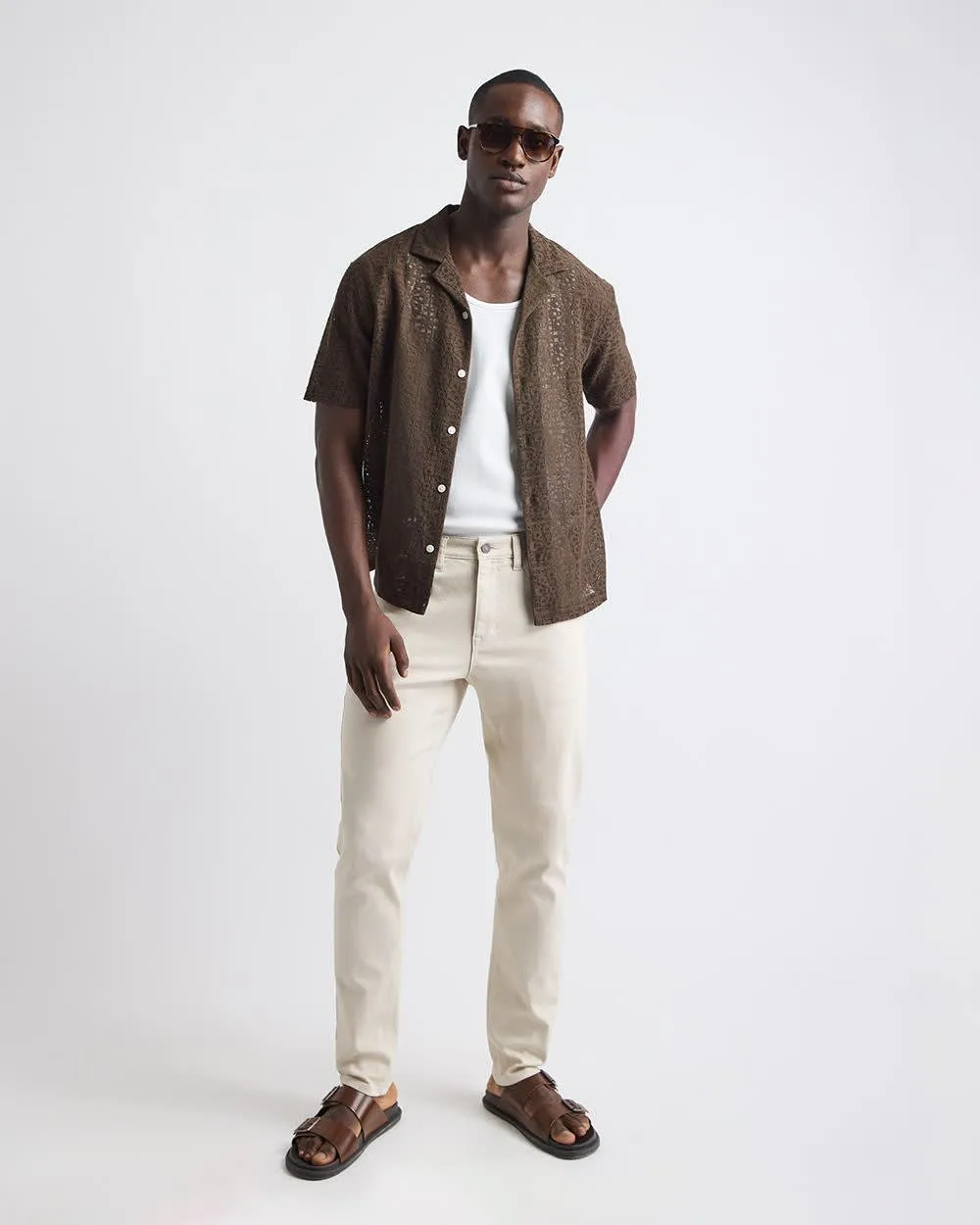 Short-Sleeve Lace Shirt with Camp Collar sold by RW&CO. product image thumbnail 2