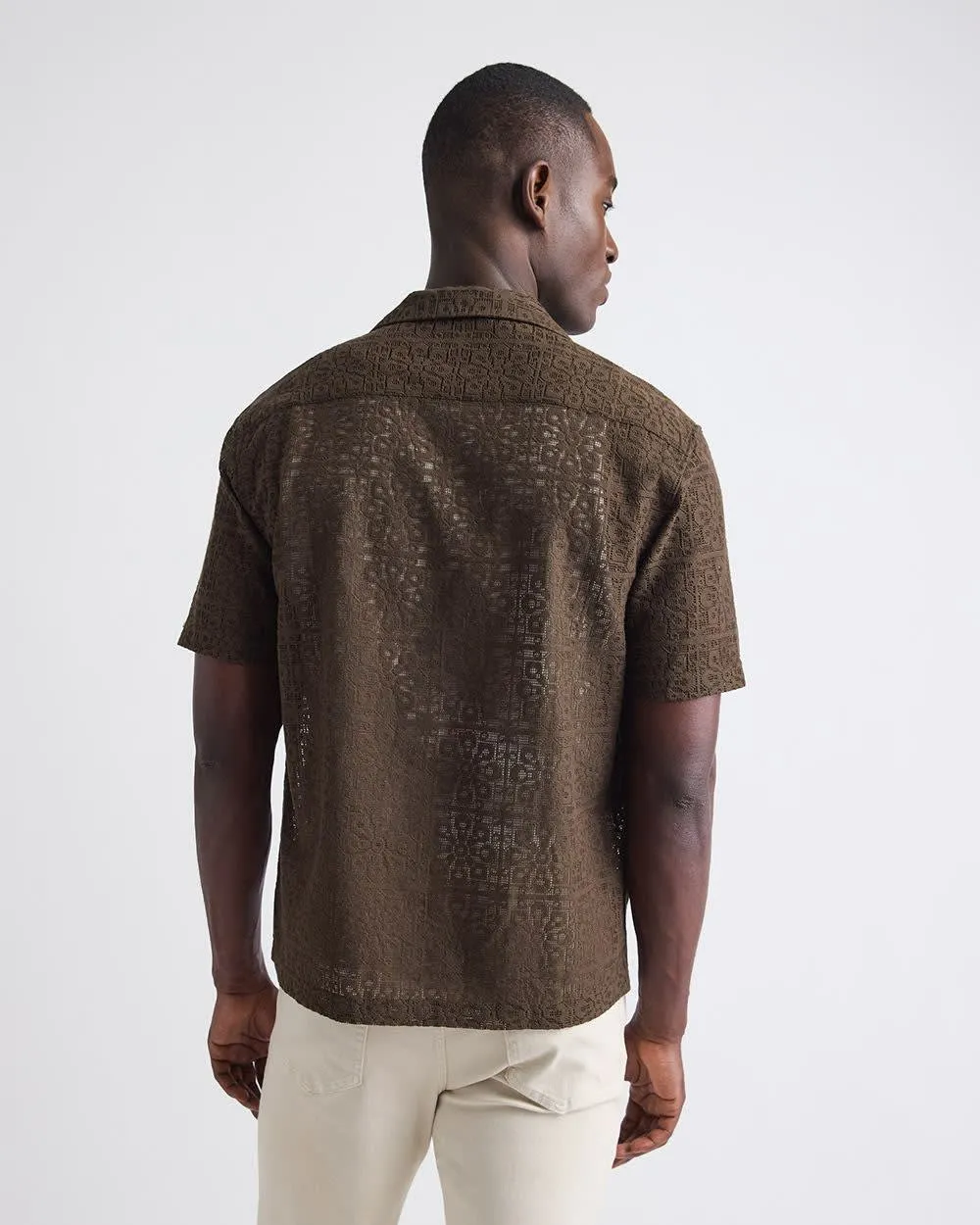 Short-Sleeve Lace Shirt with Camp Collar sold by RW&CO. product image thumbnail 3