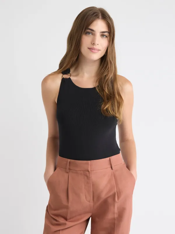 Crew-Neck Racerback Fitted Tank with Ring on Shoulder sold by RW&CO.