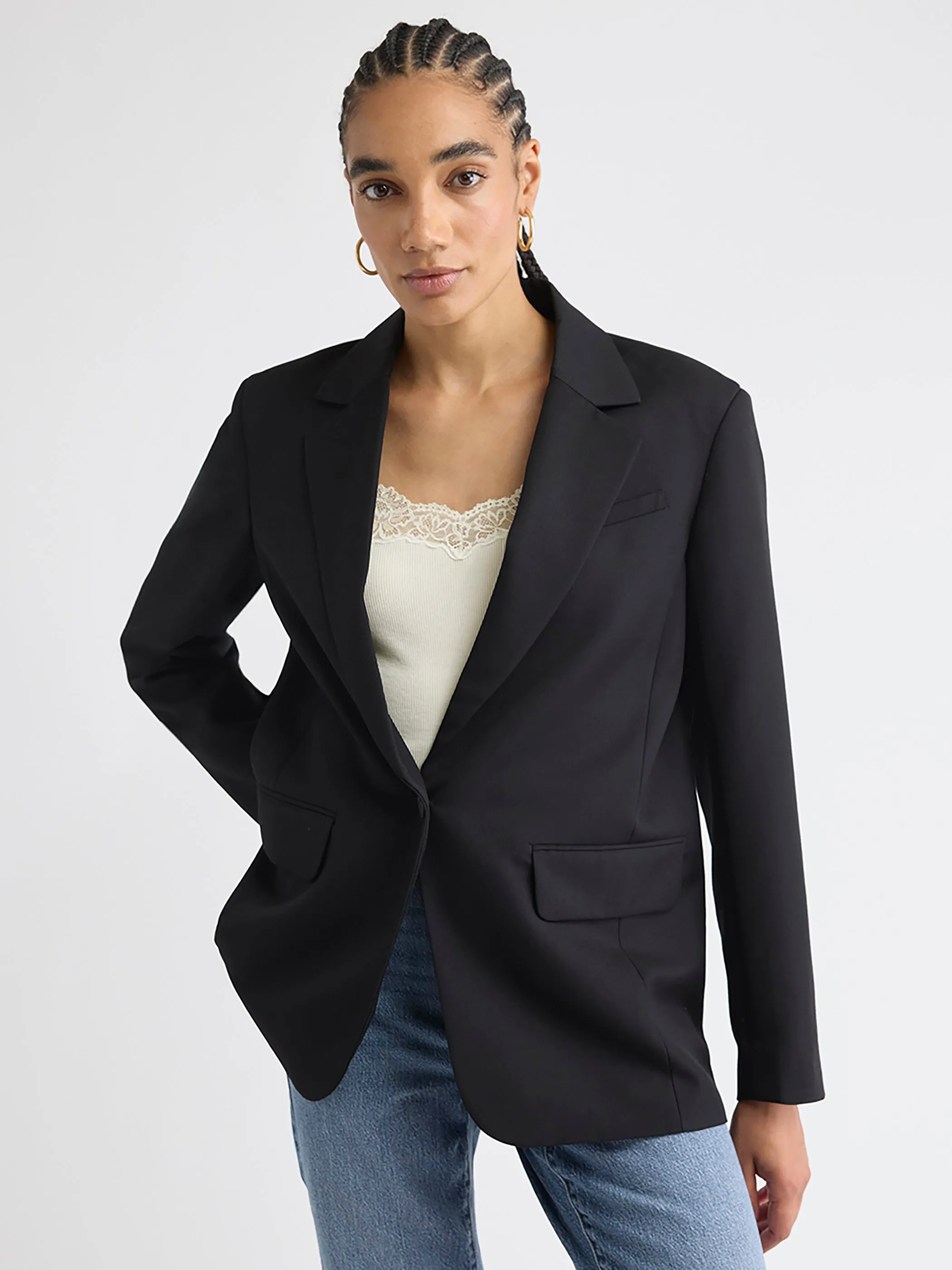 Wool-Blend Oversized One-Button Blazer sold by RW&CO. product image thumbnail 2