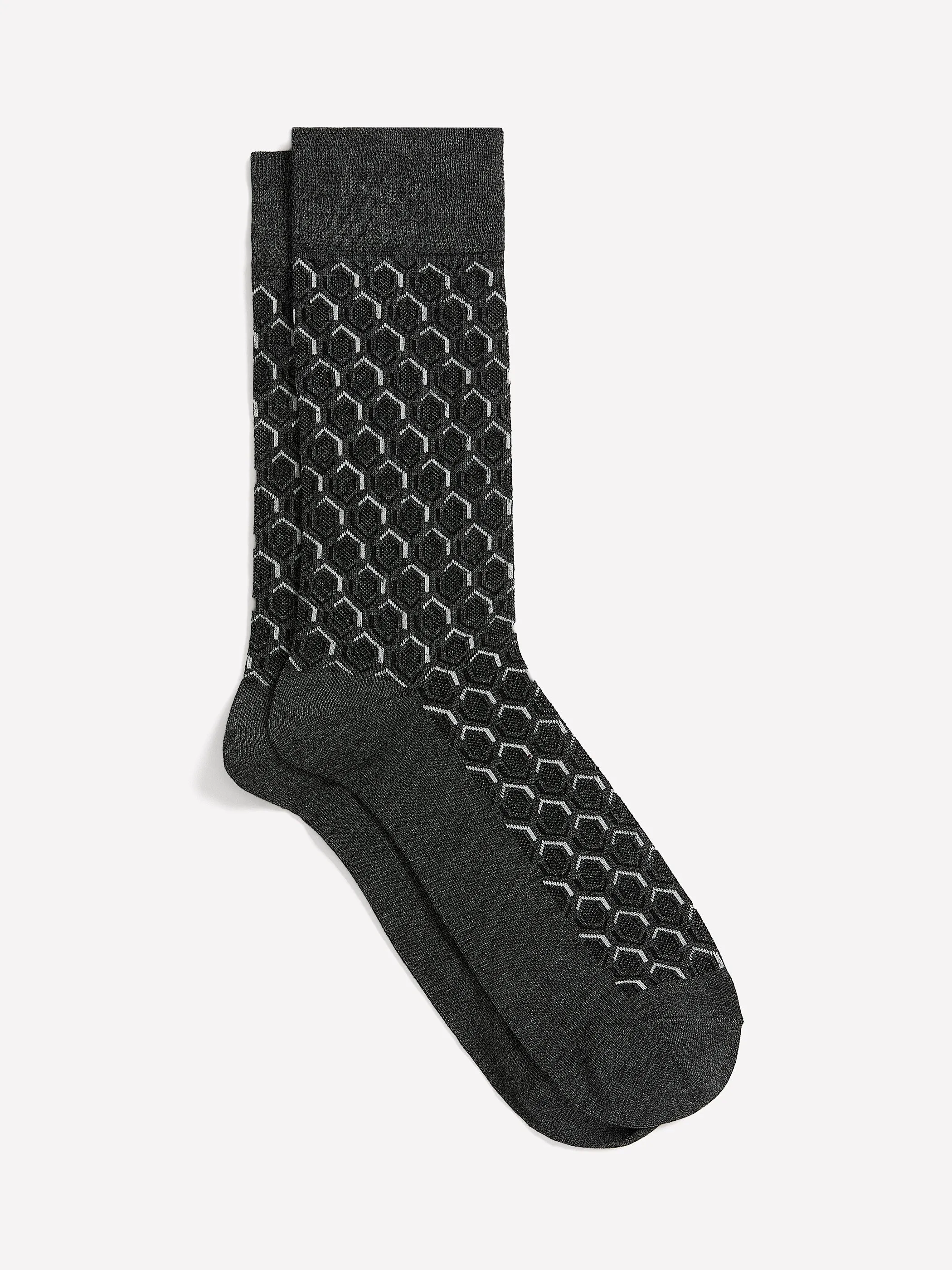 Grey Dress Socks with Hexagonal Pattern sold by RW&CO.