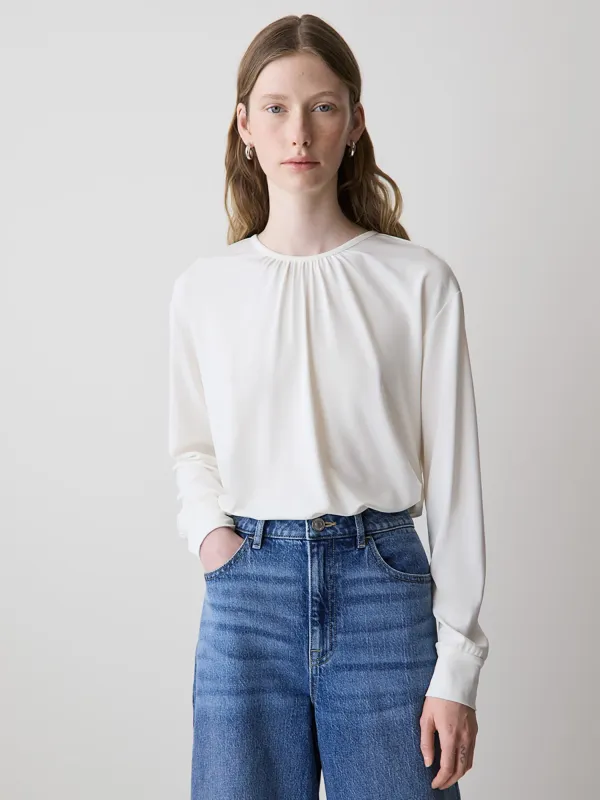 Long-Sleeve Top with Shirred Crew Neckline sold by RW&CO.