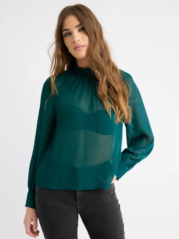 Long-Sleeve Chiffon Popover Blouse made by RW&CO.