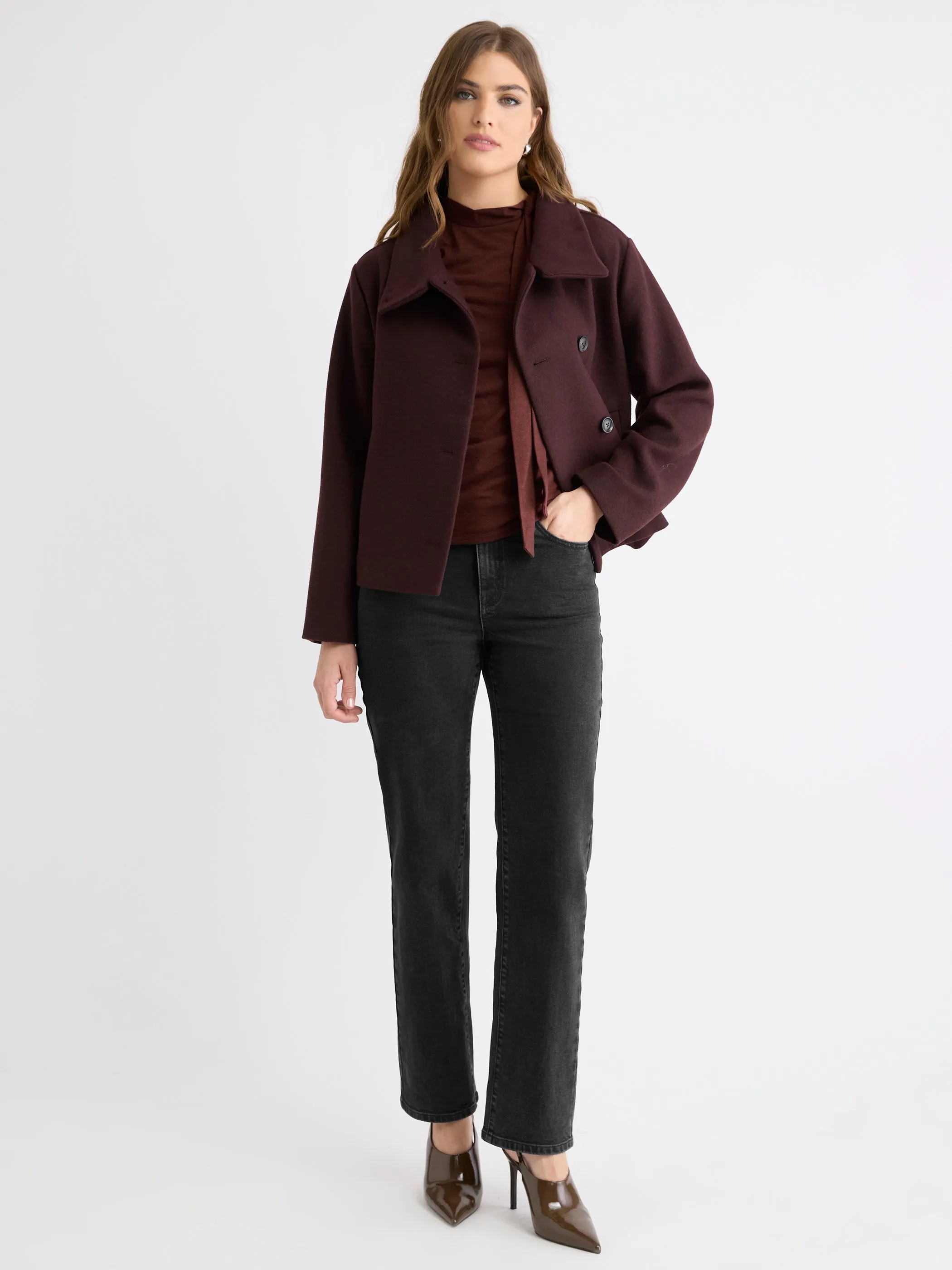 Extended-Sleeve Mock-Neck Top with Tie sold by RW&CO. product image thumbnail 2