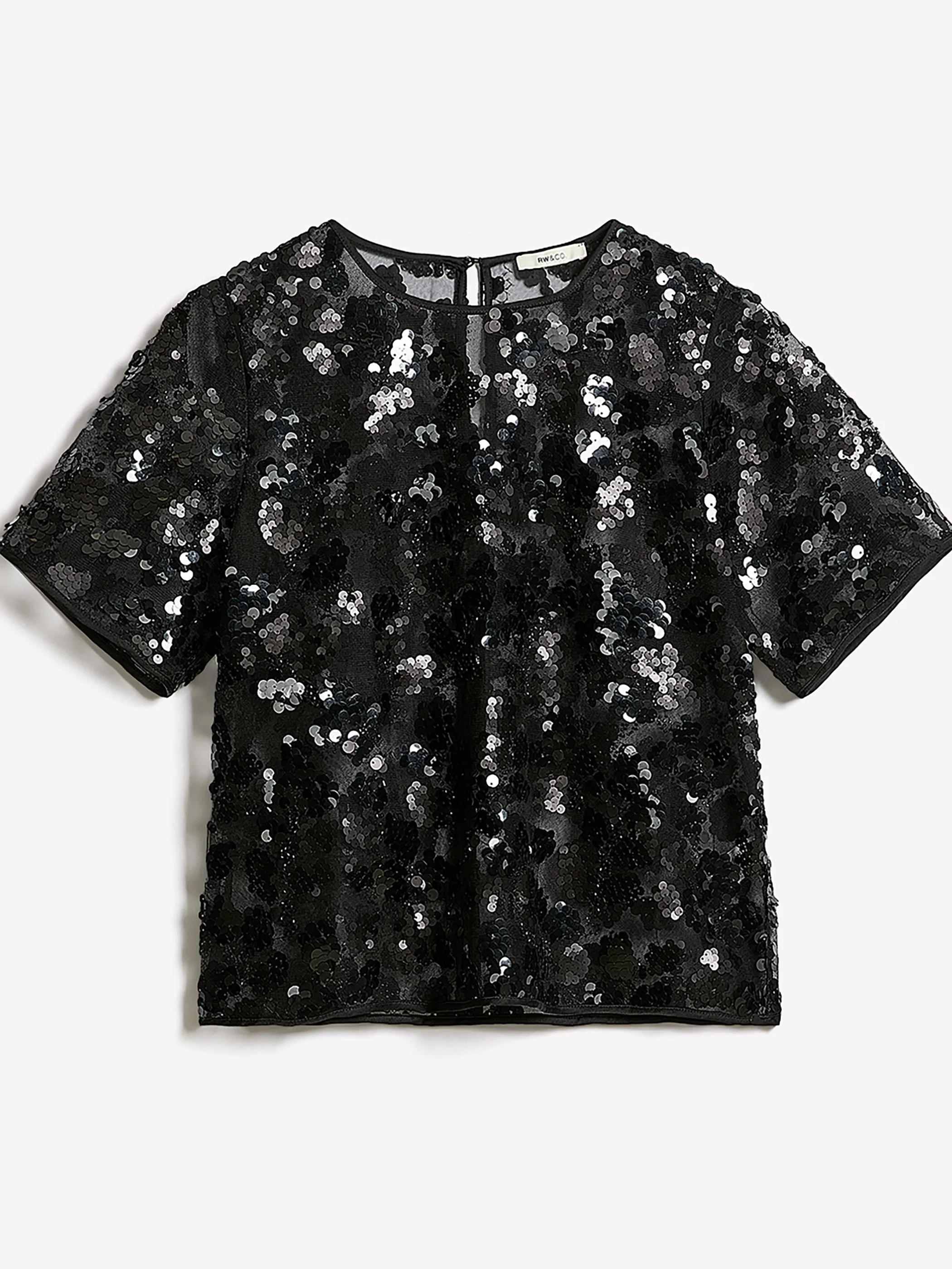 Short-Sleeve Crew-Neck Sequins Popover Blouse sold by RW&CO. product image thumbnail 4