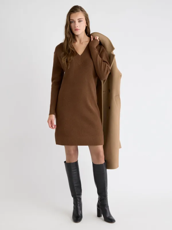 Long-Sleeve V-Neck Mini Sweater Dress sold by RW&CO.