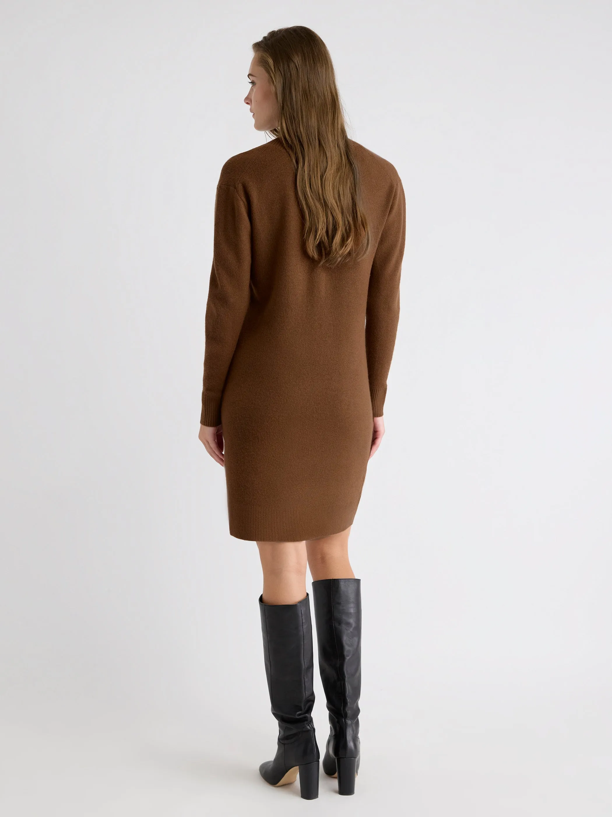Long-Sleeve V-Neck Mini Sweater Dress sold by RW&CO. product image thumbnail 3
